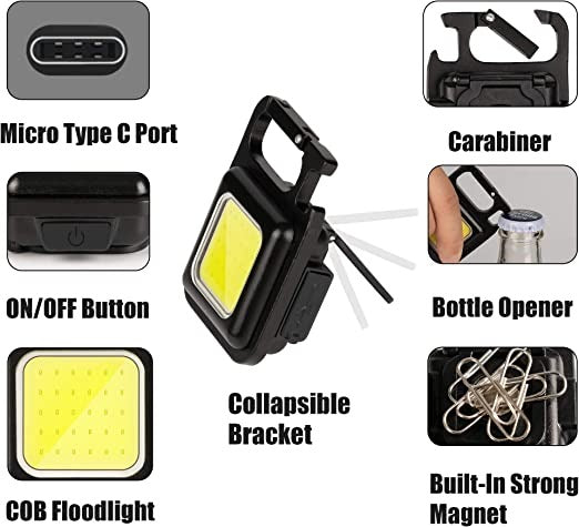 COB LED Flashlight Keychain Lights Screwdriver